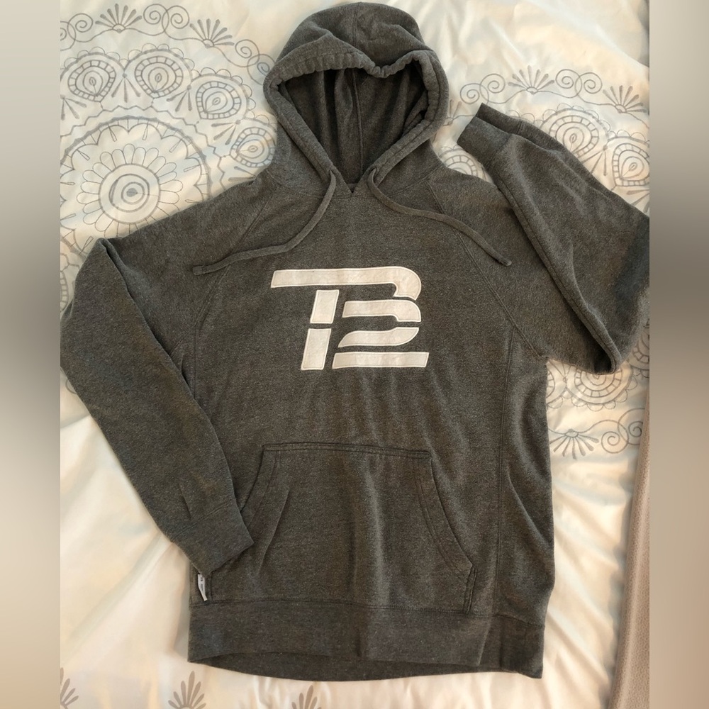 TB12 unisex classic hooded dark gray sweatshirt, S